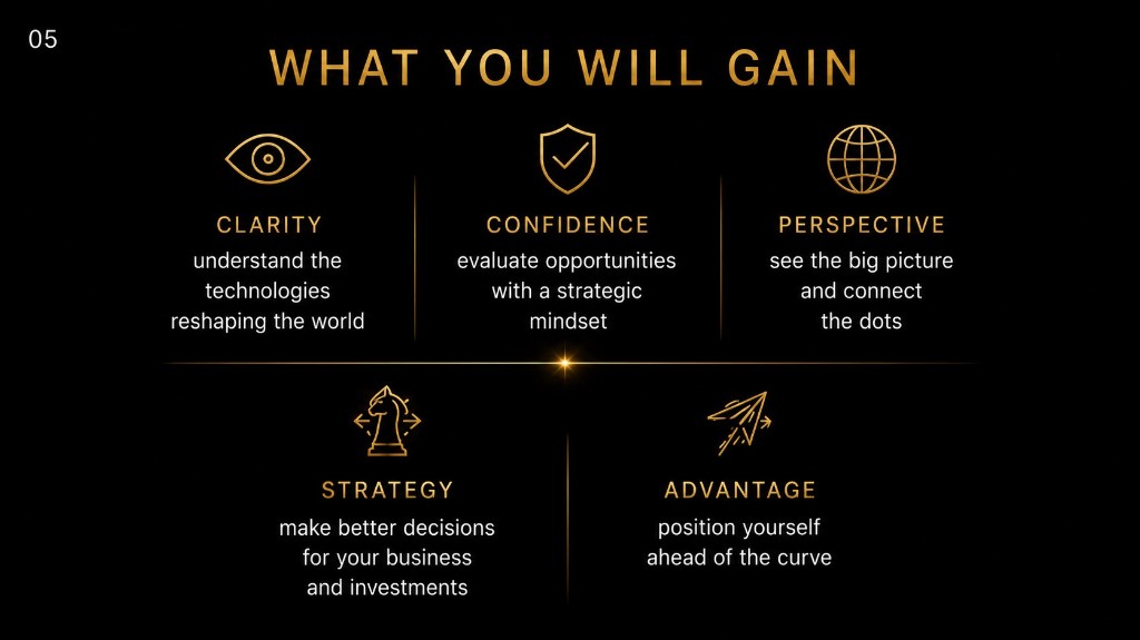 What you will gain: Clarity, Confidence, Perspective, Strategy, Advantage